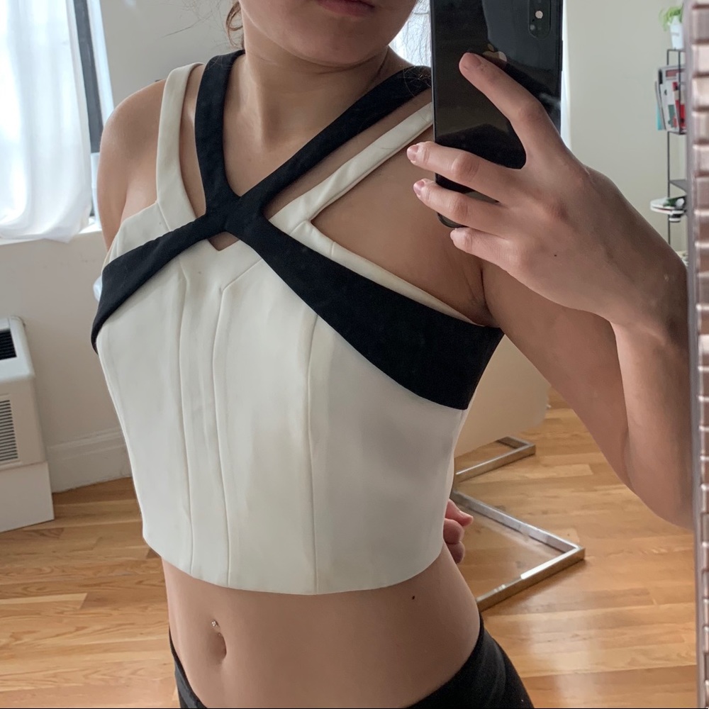 Black and white crisscross top